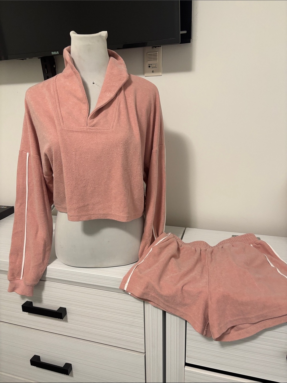 Kittenish Dusty Rose Terry Lounges sweat shirt and Shorts set